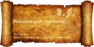 Mansberger Jusztus névjegykártya